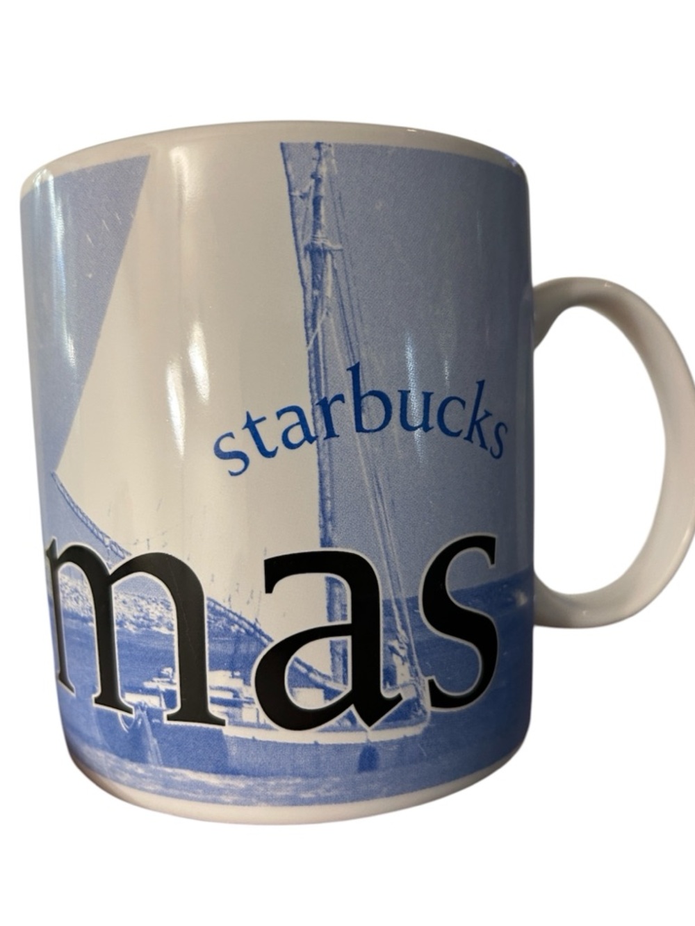 Starbucks Bahamas Light Blue Nautical Ceramic Mug sailboats lighthouse 2005